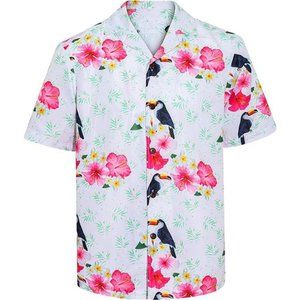 Vacation Hawaiian Shirts for Men Flower Casual Short Sleeve